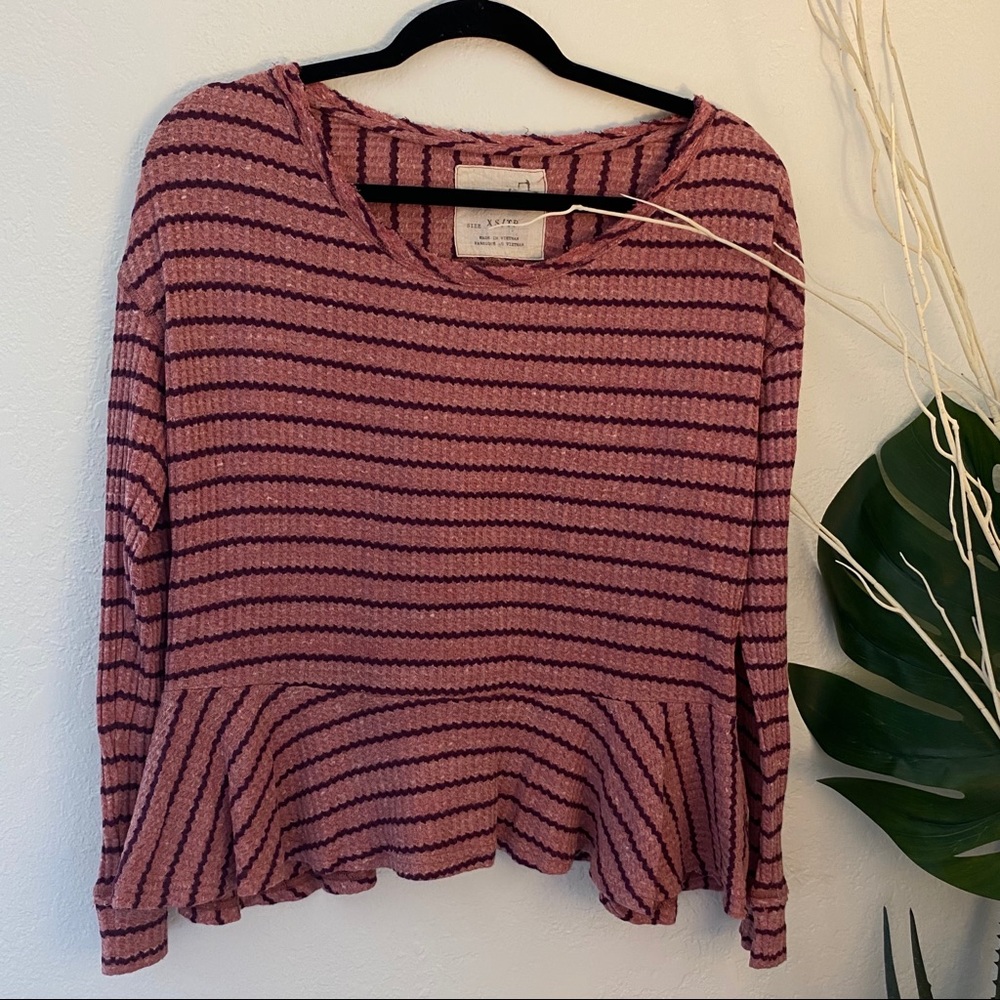 WE THE FREE Ruffles Waffle Knit Long Sleeve